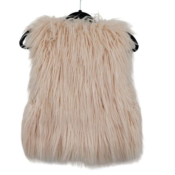 Tart Collections Shaggy Faux Fur Vest S Pastel Pink Open Vegan Barbiecore Glam H - Picture 3 of 11